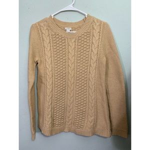 J.CREW cable knit tan wool blend sweater S